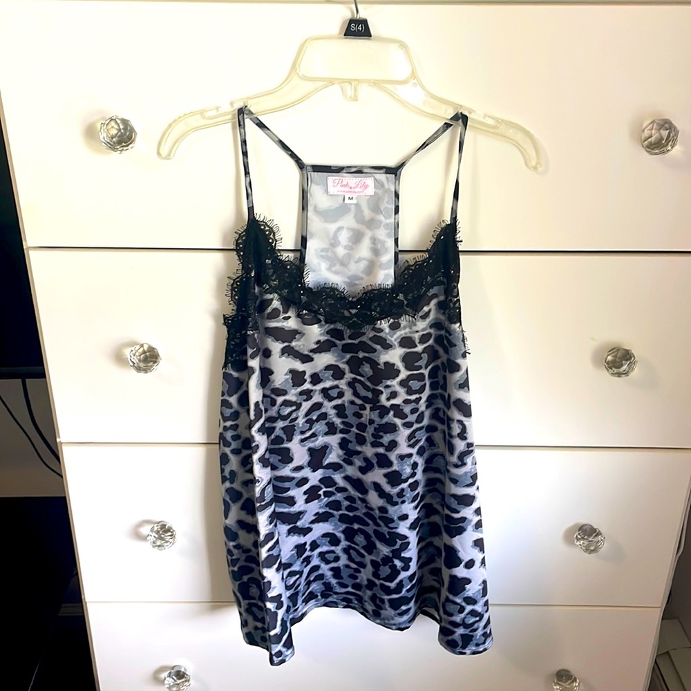 Pink Lily Lacy Leopard Cami